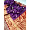 Red Kanchipuram Banarasi Silk Blend Woven Jacquard Saree for Women