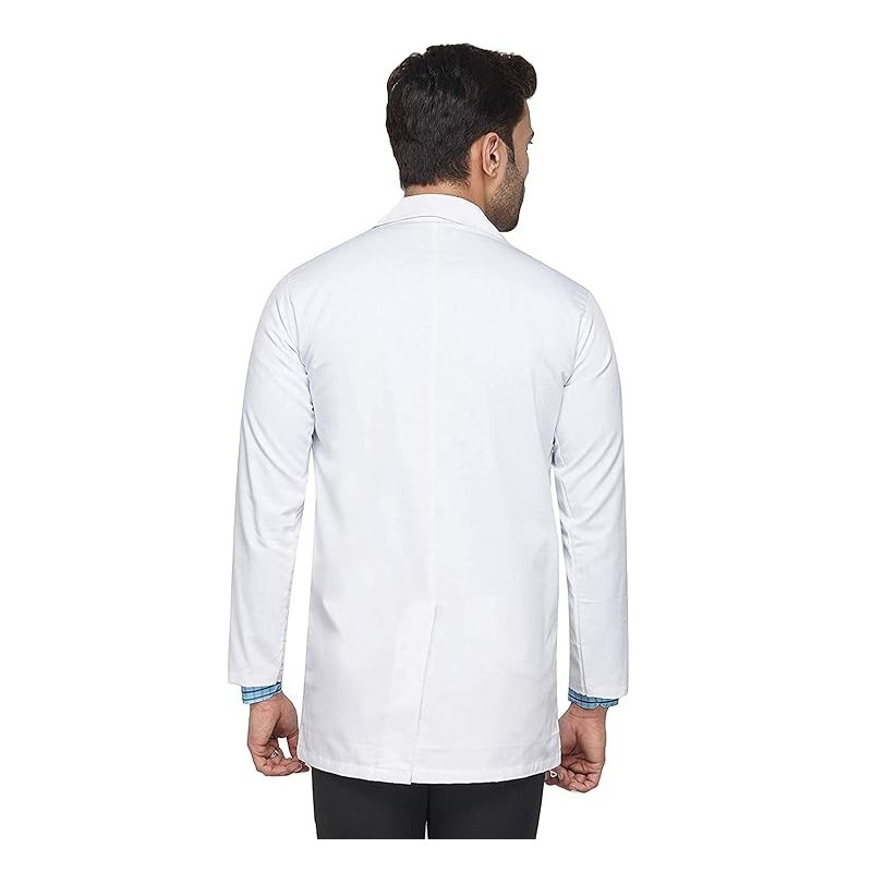 Apron Lab Coat Wrinkle Resistant Poly Cotton Unisex Full Sleeves